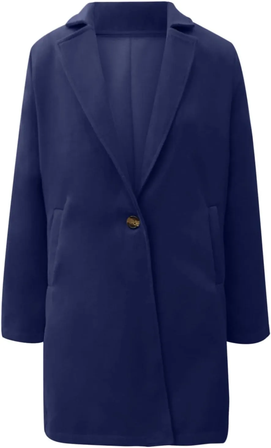 Womens Pea Coat Casual Notch Lapel Cardigan Coats Single Breasted Open Front Wool Coats 2024 Fall Winter Overcoat