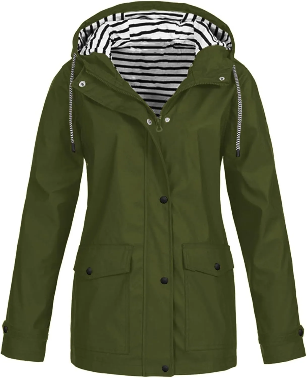 Women's Rain Jacket Raincoats Lightweight Waterproof Windproof Adjustable Windbreaker Jackets Hooded with Pockets