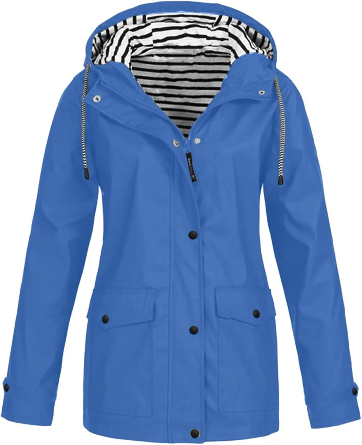 Women's Rain Jacket Raincoats Lightweight Waterproof Windproof Adjustable Windbreaker Jackets Hooded with Pockets