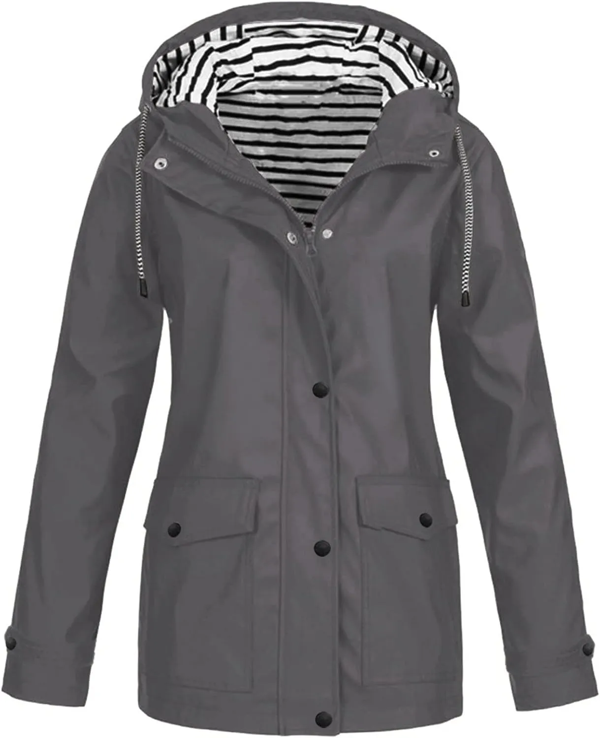 Women's Rain Jacket Raincoats Lightweight Waterproof Windproof Adjustable Windbreaker Jackets Hooded with Pockets