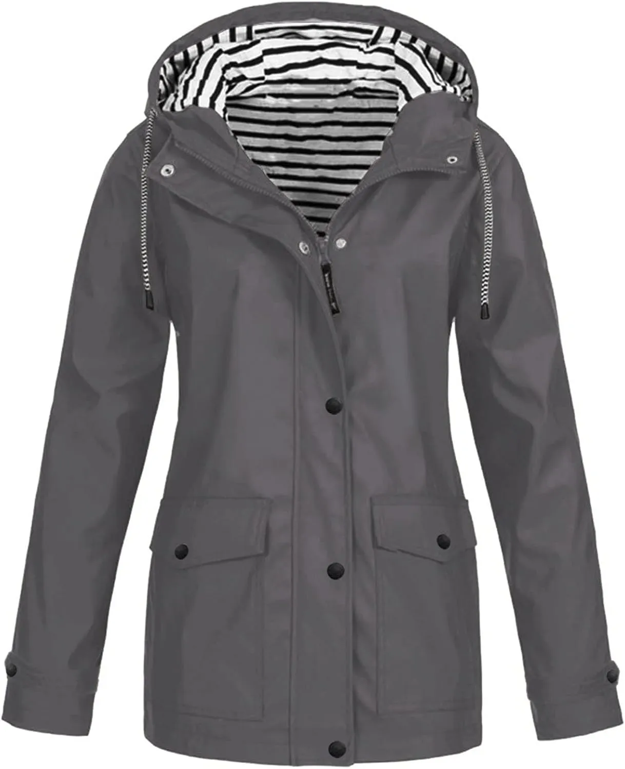 Women's Rain Jacket Raincoats Lightweight Waterproof Windproof Adjustable Windbreaker Jackets Hooded with Pockets
