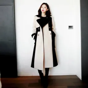 Women's Spring/Autumn Casual Patchwork Trench With Pockets
