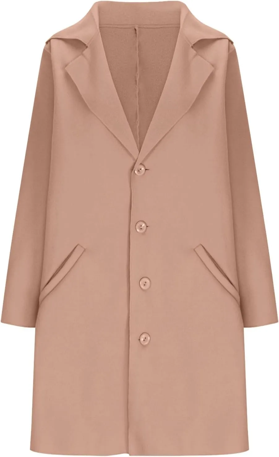 Women's Wool Trench Coat Elegant Single Breasted Pea Coat Casual Notch Lapel Long Winter Coats Long Sleeve Overcoat