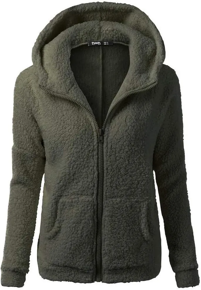 Womens Zip Up Hoodies 2024 Winter Lightweight Fleece Lined Coats Comfy Warm Plus Size Sherpa Jackets with Pockets