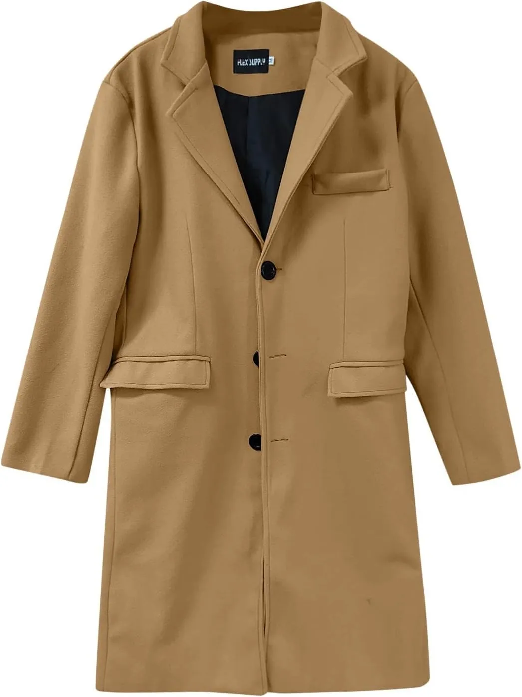 Ymosrh Men's Winter Trench Coat Single Breasted Notched Lapel Long Jacket Casual Fall Business Peacoat Overcoat, XL-4XL