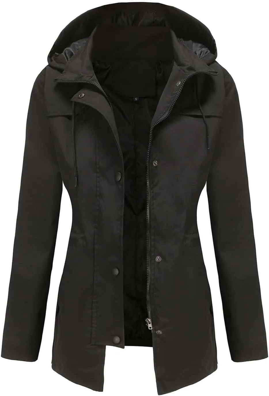 YRAETENM Rain Jacket Women Lightweight Waterproof Trench Coat Active Outdoor Hooded Windbreaker Casual Raincoat with Pockets